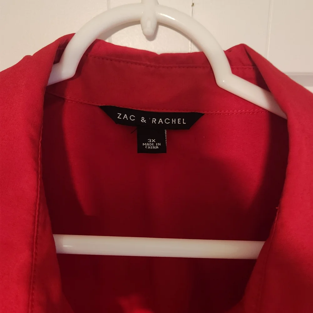 Zac & Rachel Vibrant Red Button Up Blouse - Picture 2 of 6